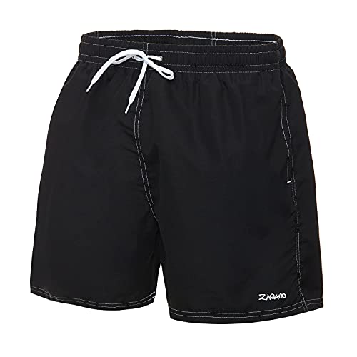 Zagano Adam Lipski Badehose Herren Lang 5108 - Badehosen Männer Schwimmhose - Badeshorts Jungen - Bad Strand Boxer Shorts for Men - Kurze Hosen - Trainingshose Beachshorts schwarz Gr. 3XL von Zagano Adam Lipski