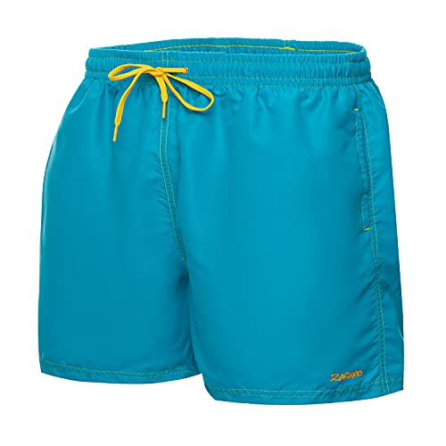 Zagano Adam Lipski Badehose Herren Lang 5108 - Badehosen Männer Schwimmhose - Badeshorts Jungen - Bad Strand Boxer Shorts for Men - Kurze Hosen - Trainingshose Beachshorts Peacock blau Gr. S von Zagano Adam Lipski