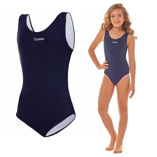 Zagano Badeanzug Mädchen 7003 - badeanzüge für Mädchen -swimsuite for Girls - Bademode für Mädchen, Badeanzug Kinder UV-beständig Schwimmanzug Kinder blau Gr. 134 von Zagano Adam Lipski