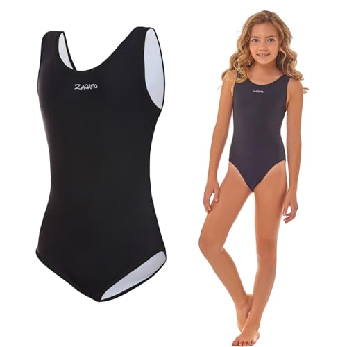 Zagano Badeanzug Mädchen 7003 - badeanzüge für Mädchen -swimsuite for Girls - Bademode für Mädchen, Badeanzug Kinder UV-beständig Schwimmanzug Kinder schwarz Gr. 146 von Zagano Adam Lipski