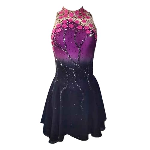 Zagitova Ärmelloses Eiskunstlaufkleid for Damen, Eislaufkostüm For Turnwettbewerbe Mit Glänzenden Strasssteinen(Purple_XXXXL) von Zagitova