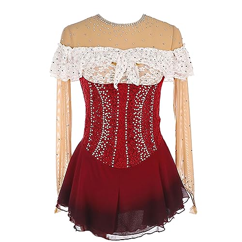 Zagitova Eiskunstlaufkleid for Mädchen, bedruckt, Damen-Wettkampf-Tanzkleidung mit Reißverschluss hinten und glänzenden Strasssteinen(XL) von Zagitova