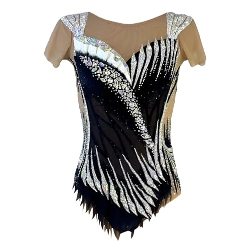 Zagitova Rhythmische Gymnastik Trikot for Damen Mädchen Rundhalsausschnitt Sportlicher Body Glitzernde Tanzanzüge for Den Wettkampf(L) von Zagitova