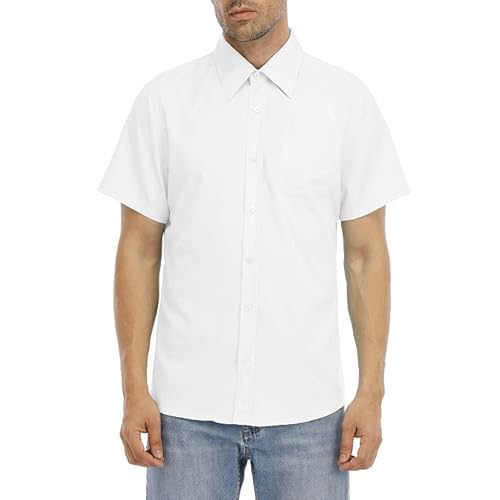 Zahala Battery Herren Hemd Kurzarm Regular Fit Sommer Herrenhemden Freizeithemd Businesshemd Basic Men Shirts (DE/NL/SE/PL, Alphanumerisch, XXL, Regular, Regular, Weiß) von Zahala Battery
