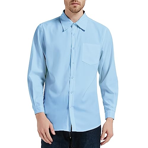 Zahala Battery Herren Hemd Langarm Männer Hemden Slim-Fit Herrenhemden Freizeithemden Bügelleichtes Businesshemd Button Down Hemd (XXL,Blau) von Zahala Battery