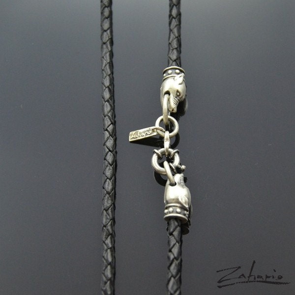 Geflochtener Gurt 4 Mm Wölfe Schwarz 50 cm von Zahario