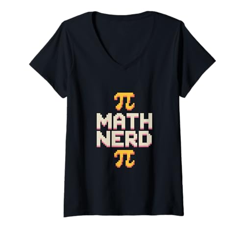 Damen Mathe Nerd Pi Zeichen Retro Pixel Math Nerd T-Shirt mit V-Ausschnitt Damen Mathe Nerd Pi Zeichen Retro Pixel Math Nerd T-Shirt mit V-Ausschnitt von Zahlen Humor Algebra Geometrie Pi Retro Pixel