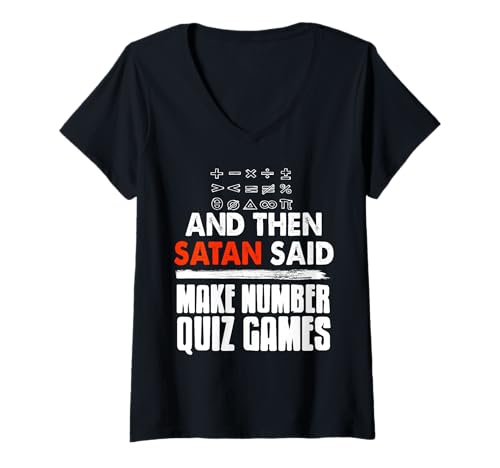 Damen Mathe Humor Dann Erschuf Der Teufel Zahlenrätsel T-Shirt mit V-Ausschnitt Damen Mathe Humor Dann Erschuf Der Teufel Zahlenrätsel T-Shirt mit V-Ausschnitt von Zahlen Sind Gemein Puzzle Spaß Nerds