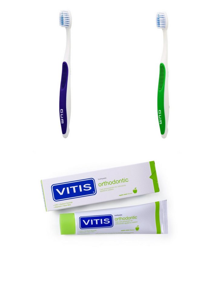 ZahnQueen Zahnbürste Vitis Orthodontische Zahnpasta 100 ml + 2x GUM KFO Zahnbürste ZahnQueen Zahnbürste Vitis Orthodontische Zahnpasta 100 ml + 2x GUM KFO Zahnbürste von ZahnQueen