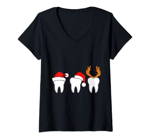 Damen Zahnarzt Weihnachten Zahnarzthelferin Zähne Adventszeit T-Shirt mit V-Ausschnitt Damen Zahnarzt Weihnachten Zahnarzthelferin Zähne Adventszeit T-Shirt mit V-Ausschnitt von Zahnarzt Weihnachten Zähne Adventszeit