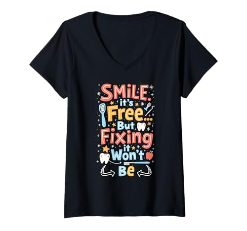 Damen Zahnarzthelfer Zahnzahnhygieniker T-Shirt mit V-Ausschnitt Damen Zahnarzthelfer Zahnzahnhygieniker T-Shirt mit V-Ausschnitt von Zahnarzthelfer Zahnheilkunde