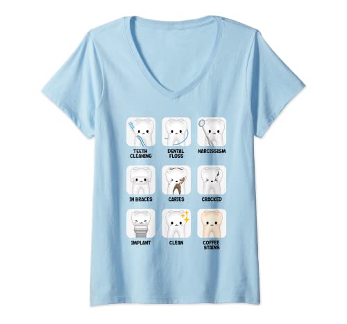 Damen Zahnärzte Zahnarztpraxis Zähne T-Shirt mit V-Ausschnitt Damen Zahnärzte Zahnarztpraxis Zähne T-Shirt mit V-Ausschnitt von Zahnarzthelferin Grafiken und Mehr