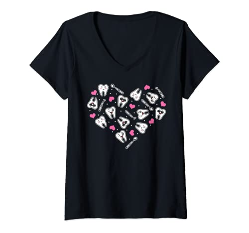 Damen Zahnarzthelferin Zahnarzt Kieferorthopädie Zahn Liebe Zähne T-Shirt mit V-Ausschnitt Damen Zahnarzthelferin Zahnarzt Kieferorthopädie Zahn Liebe Zähne T-Shirt mit V-Ausschnitt von Zahnarzthelferin Zahnmedizin Geschenke Kleidung