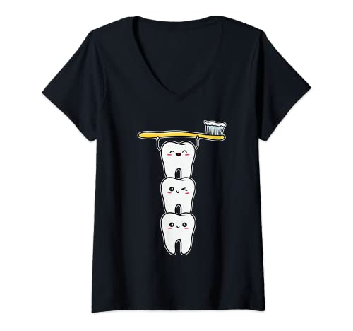 Damen Zahnarzthelferin Zahnarzt Kieferorthopädie Zahn Zähne T-Shirt mit V-Ausschnitt Damen Zahnarzthelferin Zahnarzt Kieferorthopädie Zahn Zähne T-Shirt mit V-Ausschnitt von Zahnarzthelferin Zahnmedizin Geschenke Kleidung