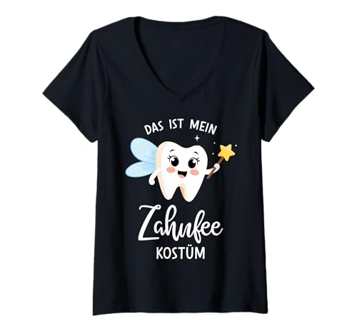 Damen Das ist mein Zahnfee Kostüm für Karneval und Fasching T-Shirt mit V-Ausschnitt Damen Das ist mein Zahnfee Kostüm für Karneval und Fasching T-Shirt mit V-Ausschnitt von Zahnfee Kostüm Karneval Fasching Shop