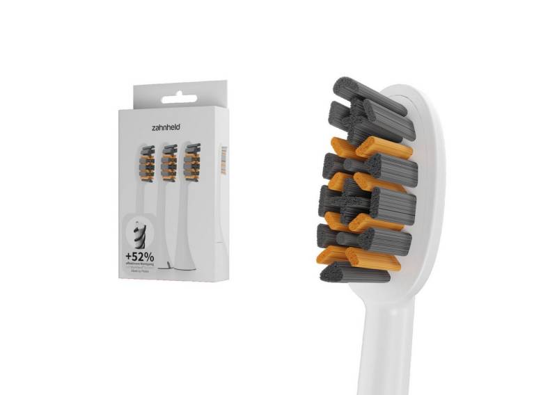 Zahnheld Aufsteckbürsten Ersatzbürsten Pro X-Clean für Schallzahnbürste Gero, im 3er, 6er oder 9er Set, Zahnpflege Set, Wechselköpfe, sanfte Reinigung, plastikfrei verpackt, 3 Stück, weiß von Zahnheld