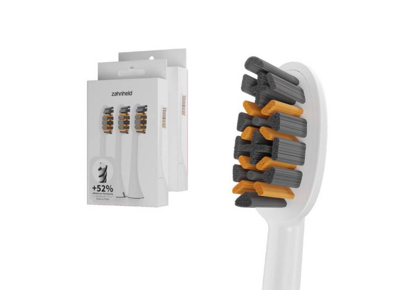 Zahnheld Aufsteckbürsten Ersatzbürsten Pro X-Clean für Schallzahnbürste Gero, im 3er, 6er oder 9er Set, Zahnpflege Set, Wechselköpfe, sanfte Reinigung, plastikfrei verpackt, 6 Stück, weiß von Zahnheld