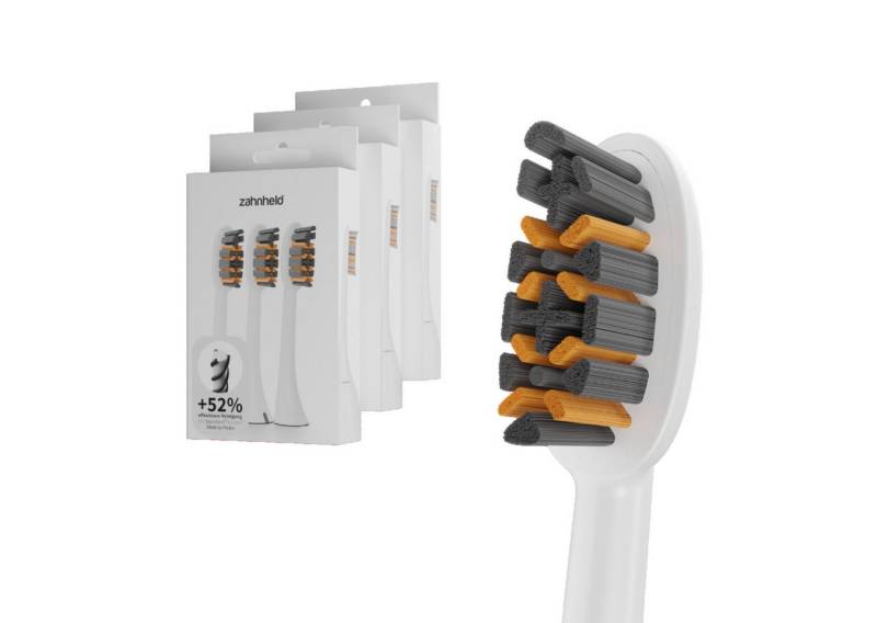 Zahnheld Aufsteckbürsten Ersatzbürsten Pro X-Clean für Schallzahnbürste Gero, im 3er, 6er oder 9er Set, Zahnpflege Set, Wechselköpfe, sanfte Reinigung, plastikfrei verpackt, 9 Stück, weiß von Zahnheld