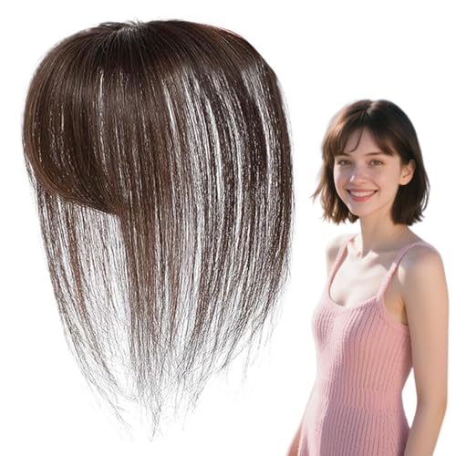 Zahoken Clip On Ponyfransen,Unauffälliges Echthaar Haarteil Für Frauen - Atmungsaktive Extensions Perücke Verstellbare Natürliche Abdeckung für dünner werdendes Haar Styling Haarausfall Cosplay von Zahoken