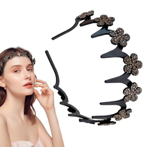 Zahoken Welliges Haarband - Strassstein Haarband Für Pony | Hält Flughaare Bequemes Haaraccessoire Für Erwachsene Teenager Und Mädchen Für Dusche Training Fitnessstudio Und Gesichtspflege von Zahoken