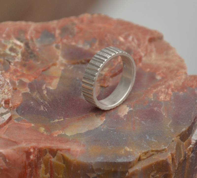 Männerring, Wickelring Sterling Silber Engagement, Ehering, Oxidierter Ring, Moderner Ehering von Zahour