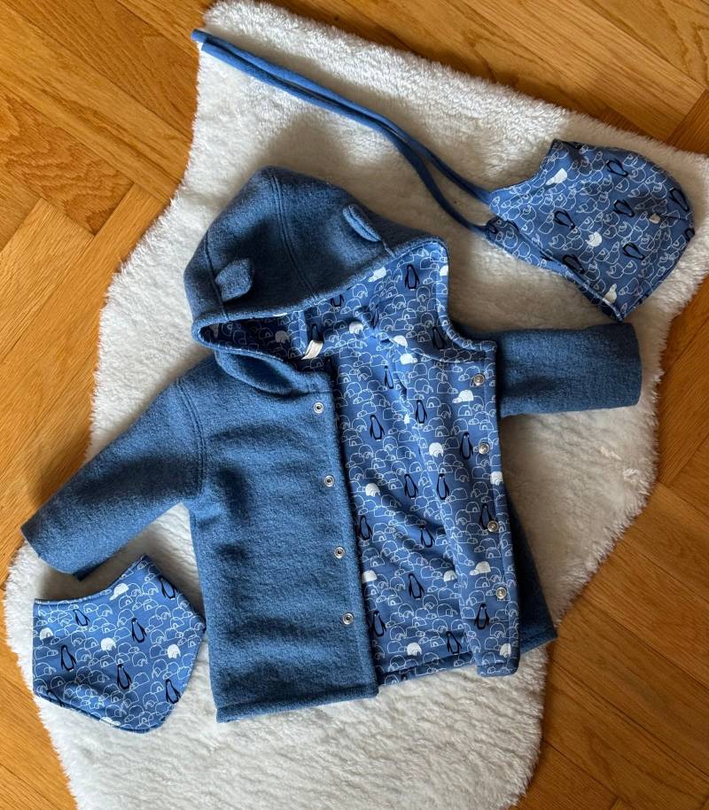 Walkloden Babyjacke | Handmade Set - Größe 74 von ZaidiNaehtBoutique