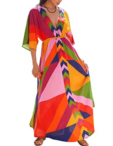 ZaisuiFun Damen Sommerkleider Strandkleider V-Ausschnitt Mit Gürtel Blumen Boho Lange Elegant Leicht Maxikleider, Schwarz von ZaisuiFun