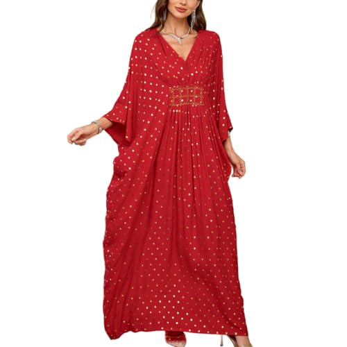 ZaisuiFun Strandkleid Damen Sommer Kaftan Maxikleid Boho Stand Kleider Lang Viskose Sommerkleid Große Größen, Farbe 06 von ZaisuiFun