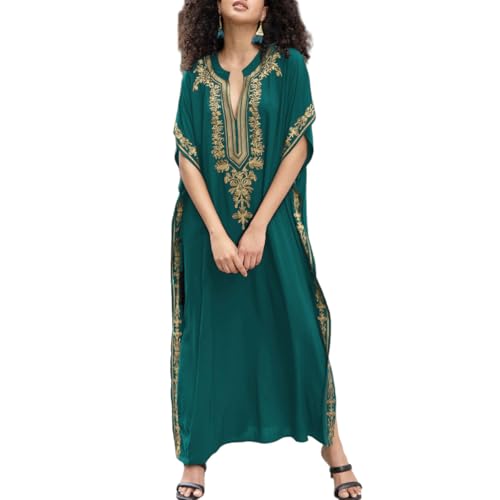 ZaisuiFun Strandkleid Damen Sommer Kaftan Maxikleid Boho Stand Kleider Lang Viskose Sommerkleid Große Größen, Farbe 07 von ZaisuiFun