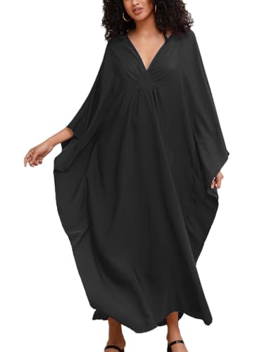 ZaisuiFun Strandkleid Damen Sommer Kaftan Maxikleid Stand Kleider Lang Sommerkleid Große Größen, Schwarz ZaisuiFun Strandkleid Damen Sommer Kaftan Maxikleid Stand Kleider Lang Sommerkleid Große Größen, Schwarz von ZaisuiFun