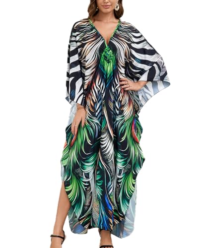 ZaisuiFun Strandkleid Damen Sommer Lang Kaftan Maxikleid Boho Stand Kleid Sommerkleid Strandbekleidung Übergröße, Farbe 05 von ZaisuiFun
