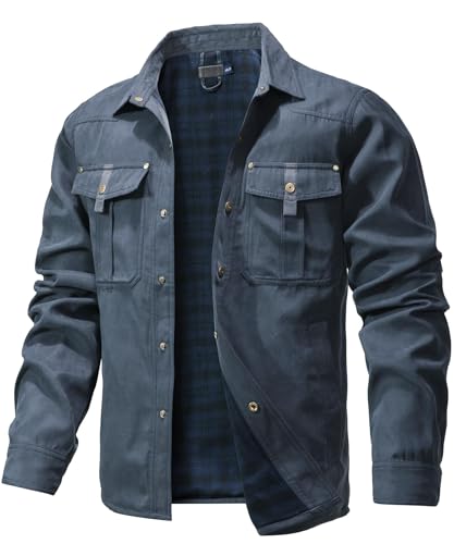 Zaitun Herren Flanell gefüttert Jacke Jacke kariert gebürstet Futter Cowboy Western Twill Outdoor Shirt Jacke von Zaitun