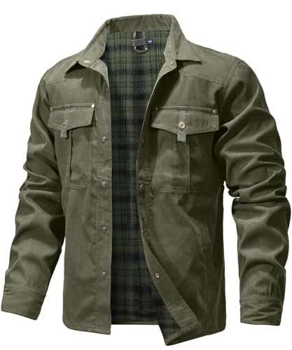 Zaitun Herren Flanell gefüttert Jacke Jacke kariert gebürstet Futter Cowboy Western Twill Outdoor Shirt Jacke von Zaitun