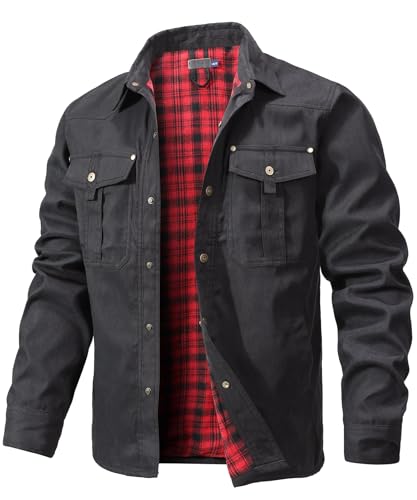 Zaitun Herren Flanell gefüttert Jacke Jacke kariert gebürstet Futter Cowboy Western Twill Outdoor Shirt Jacke von Zaitun