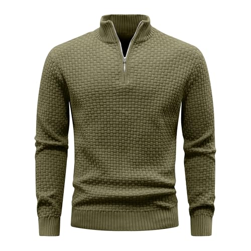 Zaitun Herren Half Zip Pullover Waffel Strickpullover Rollkragenpullover Warm Langarm Winterpullover Freizeit Stehkragen Sweater Pulli Zaitun Herren Half Zip Pullover Waffel Strickpullover Rollkragenpullover Warm Langarm Winterpullover Freizeit Stehkragen Sweater Pulli von Zaitun
