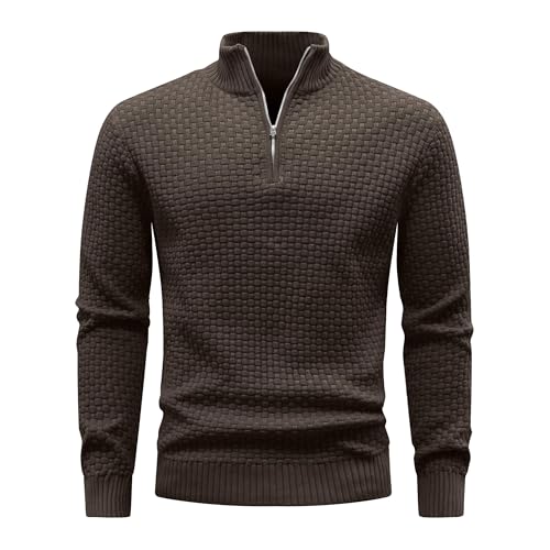 Zaitun Herren Half Zip Pullover Waffel Strickpullover Rollkragenpullover Warm Langarm Winterpullover Freizeit Stehkragen Sweater Pulli Zaitun Herren Half Zip Pullover Waffel Strickpullover Rollkragenpullover Warm Langarm Winterpullover Freizeit Stehkragen Sweater Pulli von Zaitun