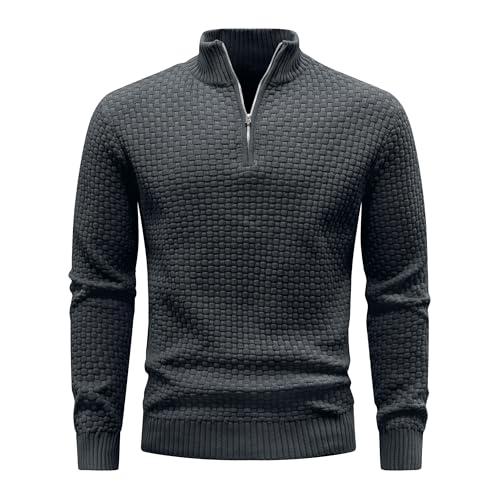 Zaitun Herren Half Zip Pullover Waffel Strickpullover Rollkragenpullover Warm Langarm Winterpullover Freizeit Stehkragen Sweater Pulli Zaitun Herren Half Zip Pullover Waffel Strickpullover Rollkragenpullover Warm Langarm Winterpullover Freizeit Stehkragen Sweater Pulli von Zaitun