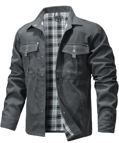 Zaitun Herren Flanell gefüttert Jacke Jacke kariert gebürstet Futter Cowboy Western Twill Outdoor Shirt Jacke von Zaitun