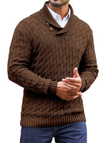 Zaitun Herren Strickpullover Rollkragenpullover mit Knöpfen Warm Langarm Pullover Freizeit Winterpullover von Zaitun