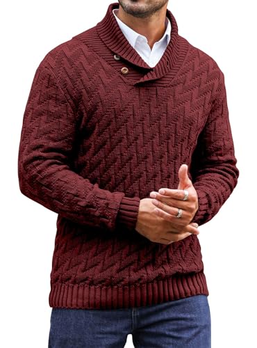 Zaitun Herren Strickpullover Rollkragenpullover mit Knöpfen Warm Langarm Pullover Freizeit Winterpullover von Zaitun