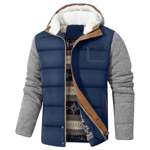 Zaitun Herren Winterjacke Warme Fleecejacke Gefüttert Windbreaker mit Kapuze Winddichte Outdoor Jacken Thermo Puffer Jacke von Zaitun