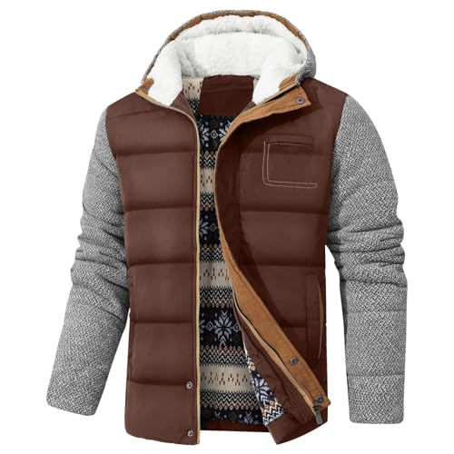 Zaitun Herren Winterjacke Warme Fleecejacke Gefüttert Windbreaker mit Kapuze Winddichte Outdoor Jacken Thermo Puffer Jacke von Zaitun