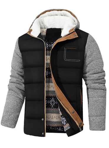 Zaitun Herren Winterjacke Warme Fleecejacke Gefüttert Windbreaker mit Kapuze Winddichte Outdoor Jacken Thermo Puffer Jacke von Zaitun