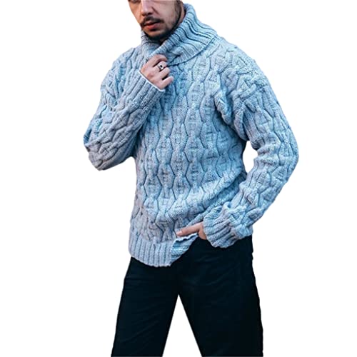 Zaiyi Pullover Herren Casual Stehkragen Pullover Hemd Herbst Winter Slim Fit Langarm Herren Pullover Strickpullover Blue XXL von Zaiyi