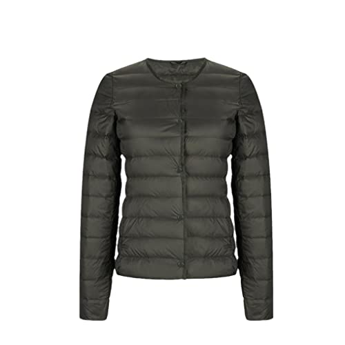 Zaiyi Ultraleichte Daunenjacke Damen Matt Stoff Leichte Jacke Damen Schlanke Windjacke Ohne Kragen Leichter Warmer Mantel black M von Zaiyi