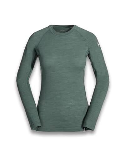 Zajo ELSA Merino Longsleeve Damen - Langarmshirt aus Merinowolle - Atmungsaktiv & Geruchsneutral - für Wandern, Outdoor, Camping - Grün, M von Zajo