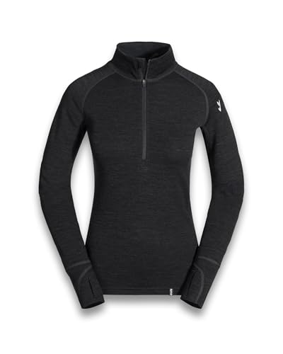 Zajo Nora Merino Half Zip Longsleeve Damen - Langarmshirt aus Merinowolle & Bambus - Warm & Atmungsaktiv - für Wandern, Outdoor, Camping - Schwarz, S Zajo Nora Merino Half Zip Longsleeve Damen - Langarmshirt aus Merinowolle & Bambus - Warm & Atmungsaktiv - für Wandern, Outdoor, Camping - Schwarz, S von Zajo