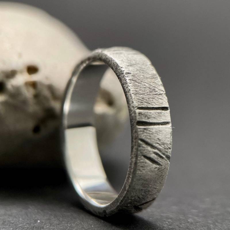 Rustikaler Sterling Silber Ring Für Männer, Einzigartige Handgemachte Strukturierte von ZakaSchmuck