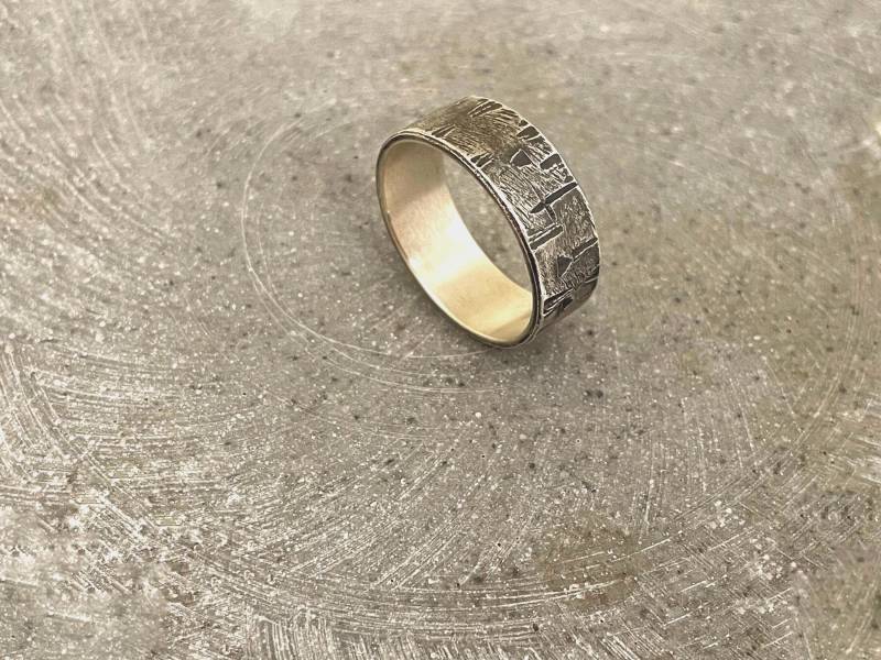 Silberring-Rustikaler Ring Aus Sterlingsilber-Handgefertigter Geprägter Ring, Oxidierter Ring von ZakaSchmuck