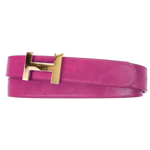 Zakatte • Damen Gürtel aus Kunstleder mit H-Schnalle Hüftgürtel Taillengürtel BS058 (100 cm, Fuchsia-Gold) von Zakatte